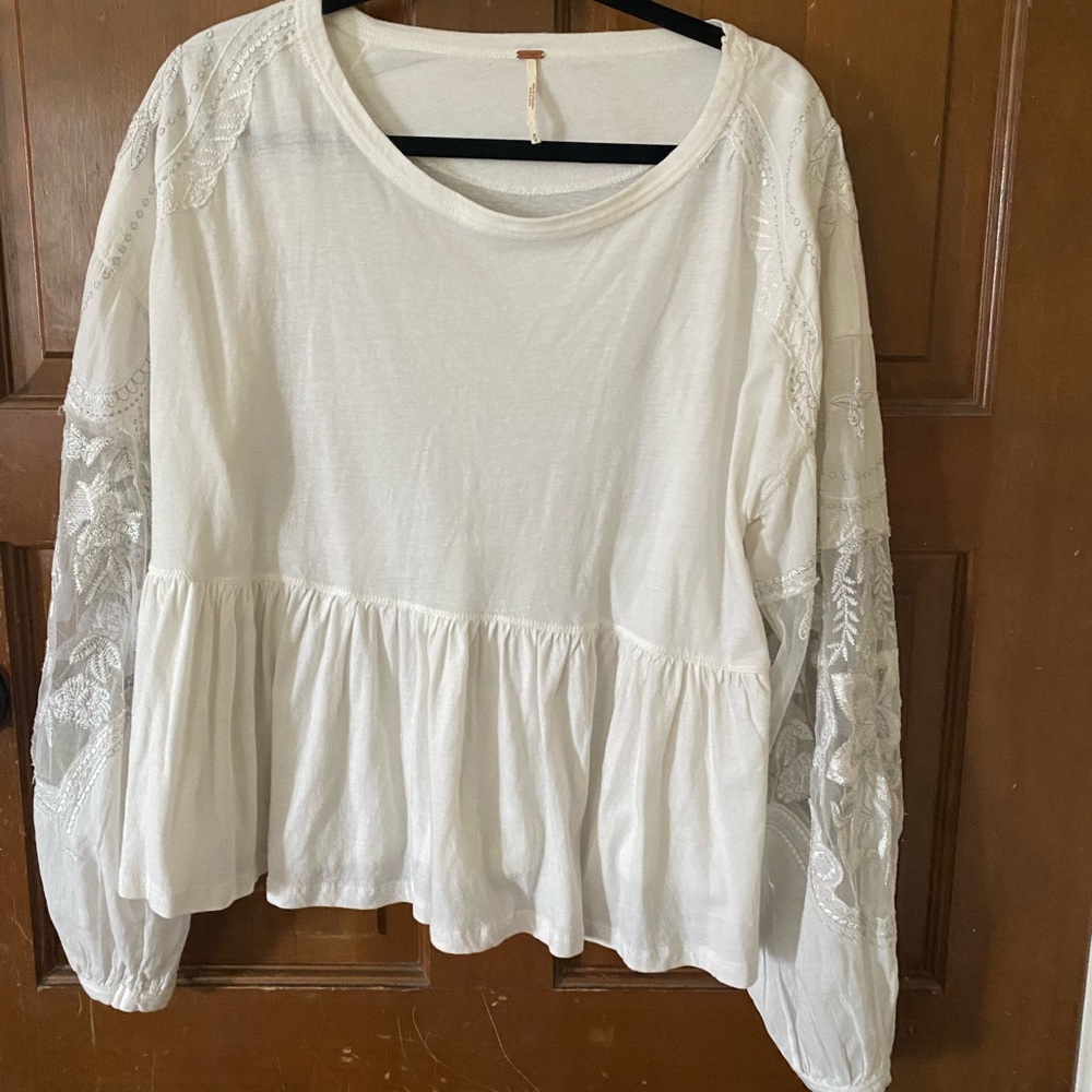 FREE PEOPLE penny peplum top in ivory